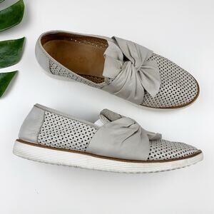 Bueno Slip On Loafers Gray Leather Bow Casual Comfort Shoes Women's 40 US 9.5 10